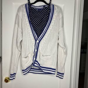 GAP white and blue cardigan